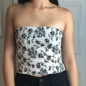 Off White Floral Tube Top